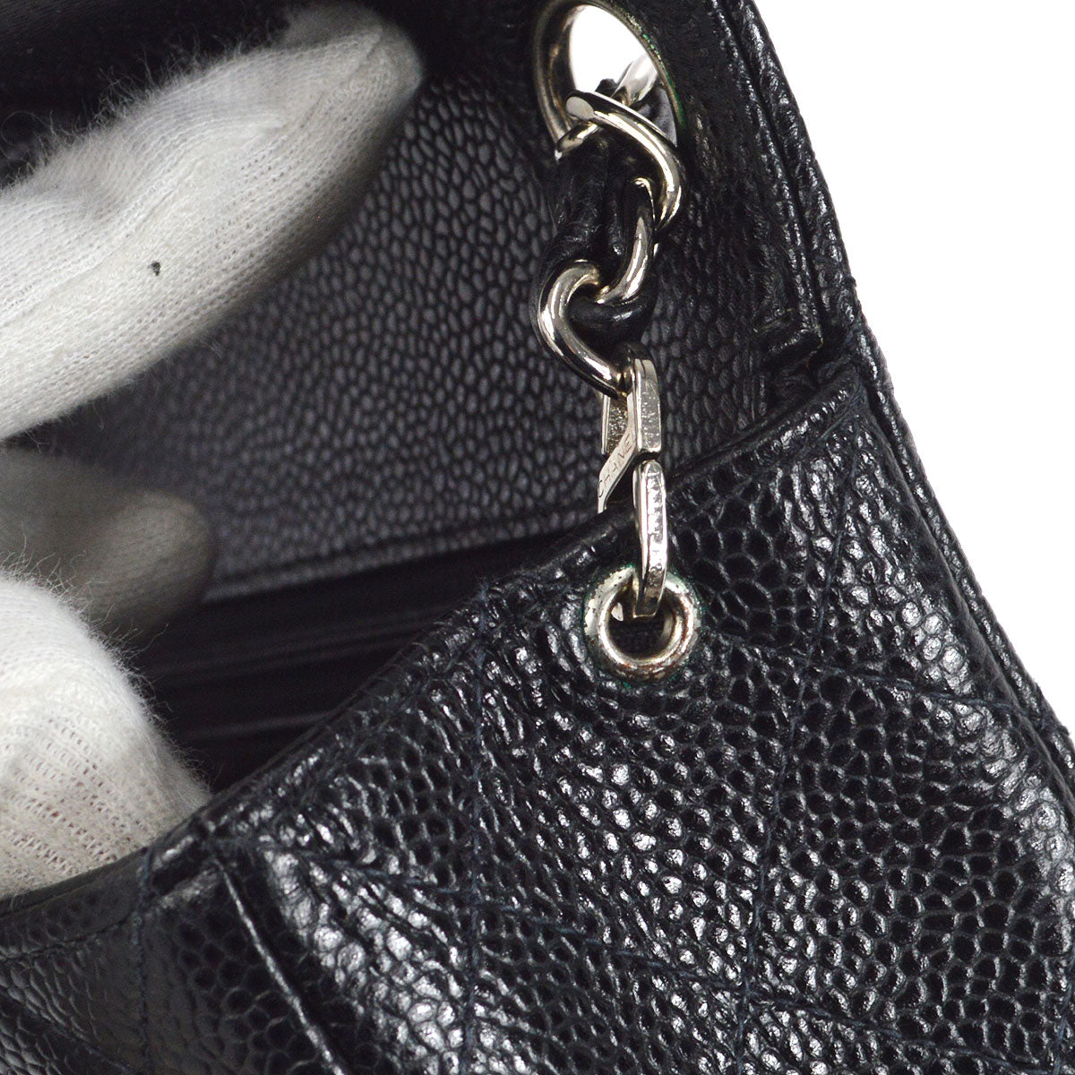 CHANEL 2000-2001 Classic Square Flap Mini 17 Black Caviar 27254