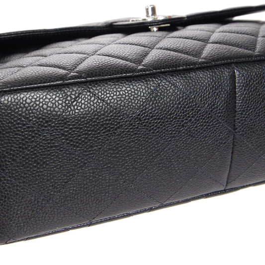 CHANEL 2000-2001 Classic Flap Jumbo SHW Black Caviar 27053