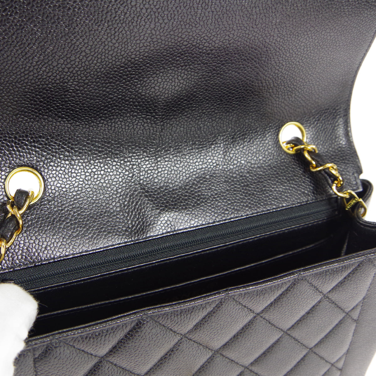 CHANEL 1997-1999 Tall Diana Flap Medium Black Caviar 27060