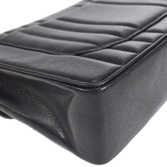 CHANEL★ 1991-1994 Vertical Classic Flap Jumbo Black Caviar 27226