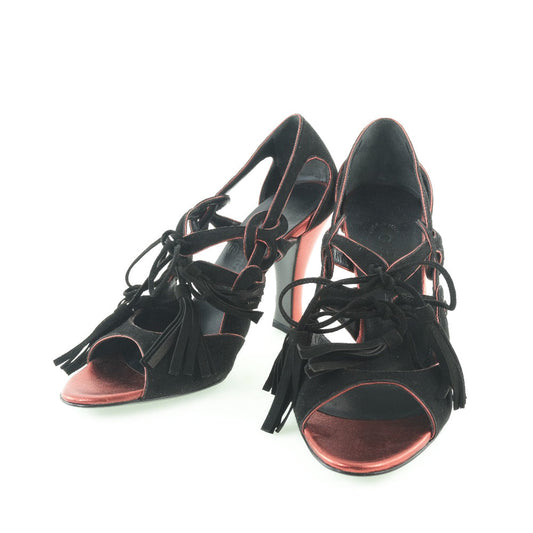 Chanel Suede Fringe Pumps Black