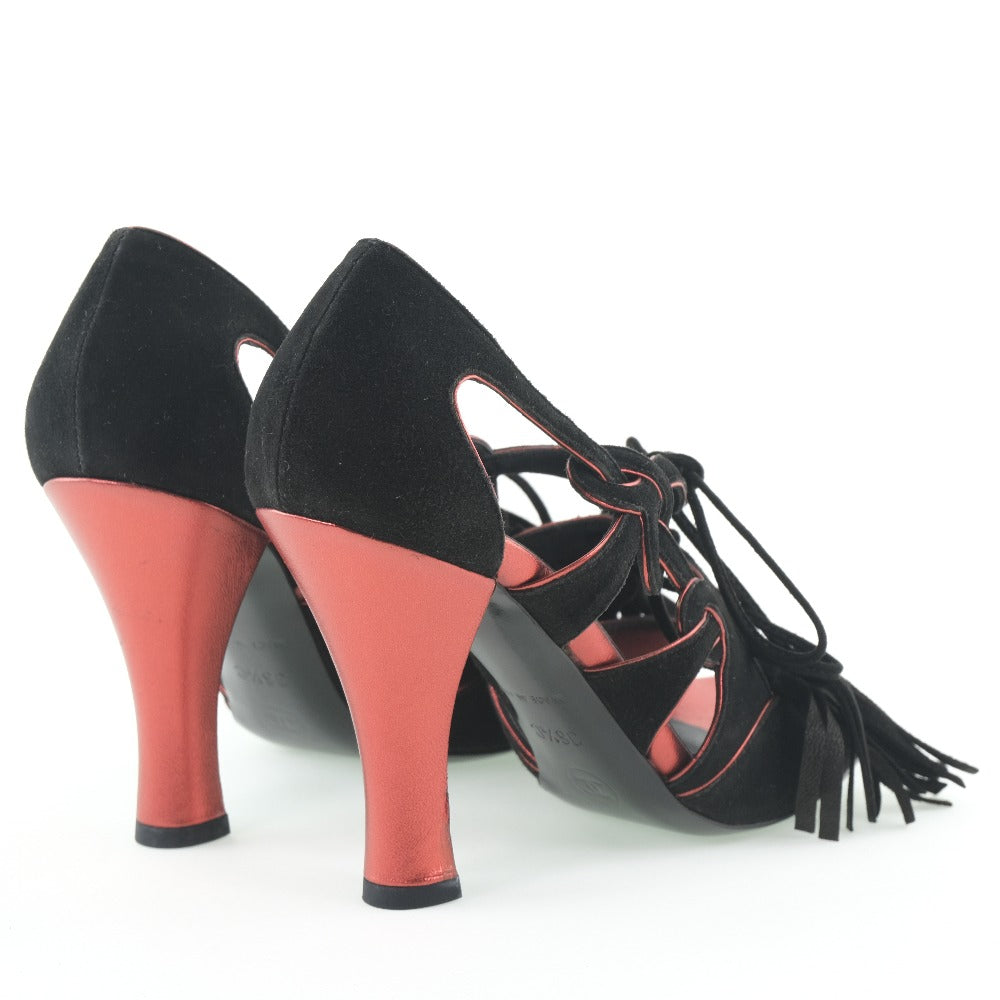 Chanel Suede Fringe Pumps Black