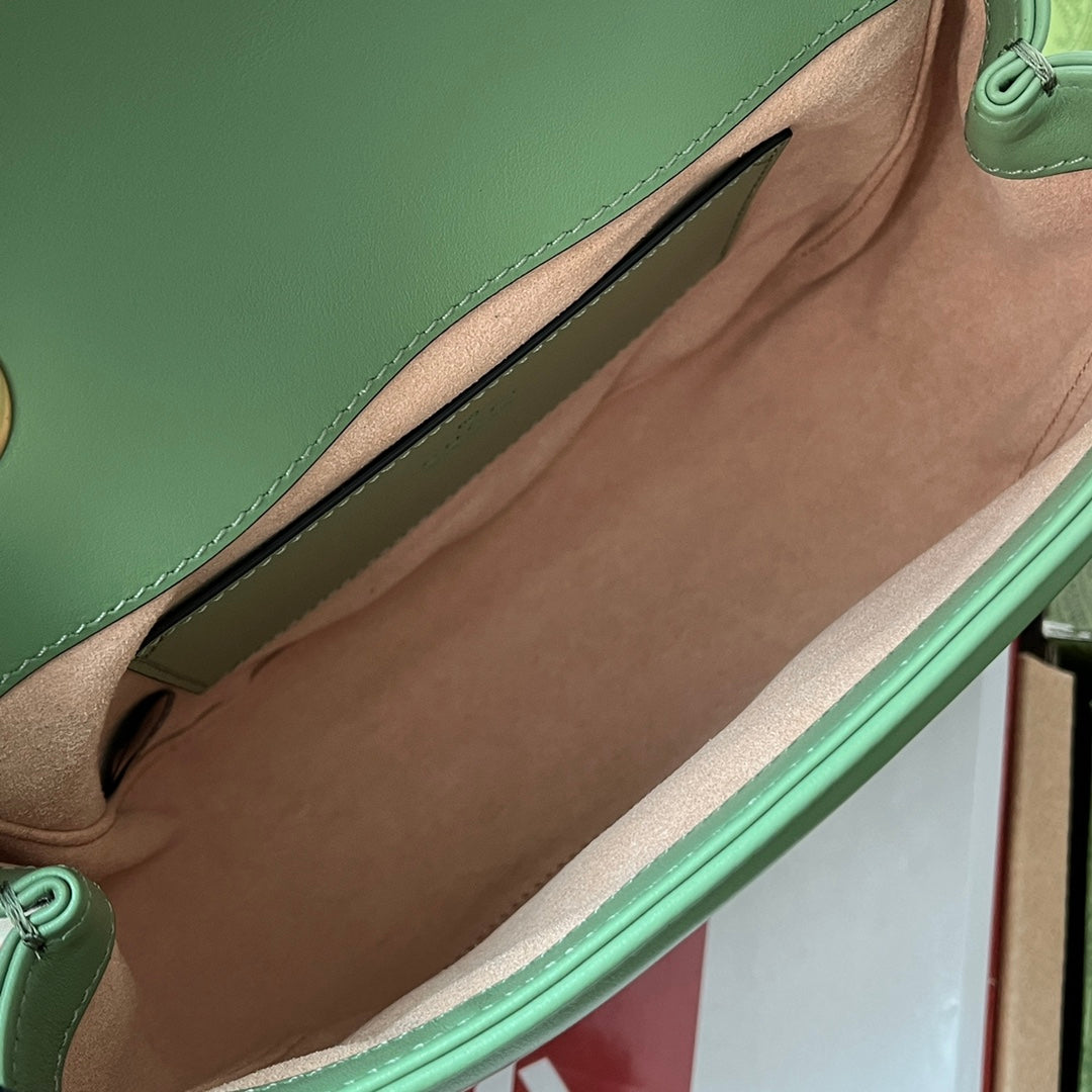 Luxury Gucci gg marmont mini 18cm green calfskin gold hardware
