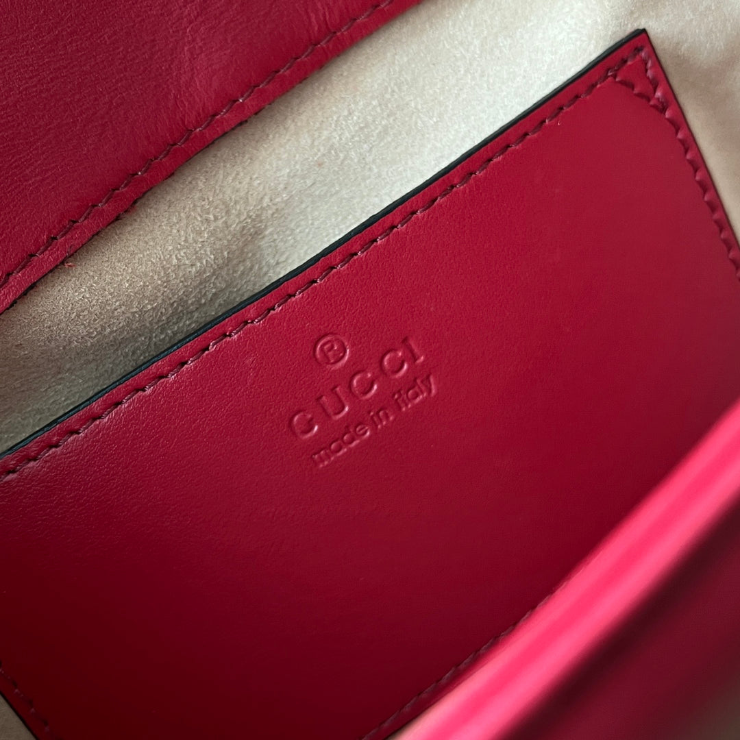 Luxury Gucci gg marmont mini 18cm red calfskin gold hardware