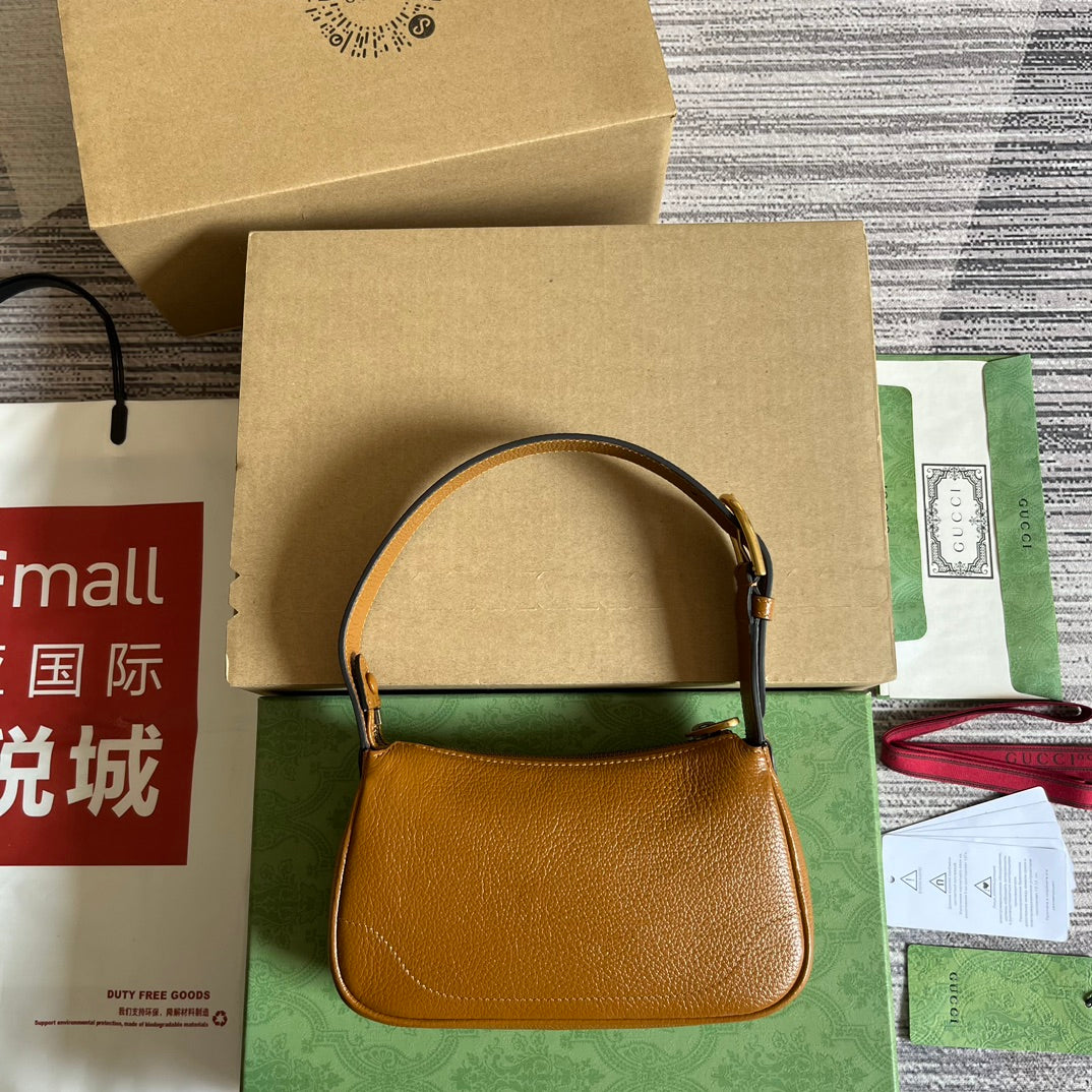 Luxury Gucci APHRODITE MINI 21 SHOULDER BAG IN CARAMEL BROWN CALFSKIN