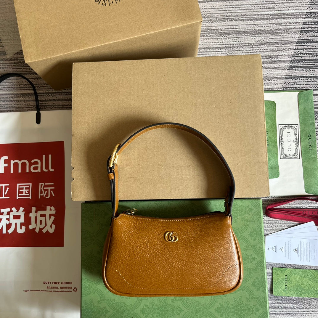 Luxury Gucci APHRODITE MINI 21 SHOULDER BAG IN CARAMEL BROWN CALFSKIN