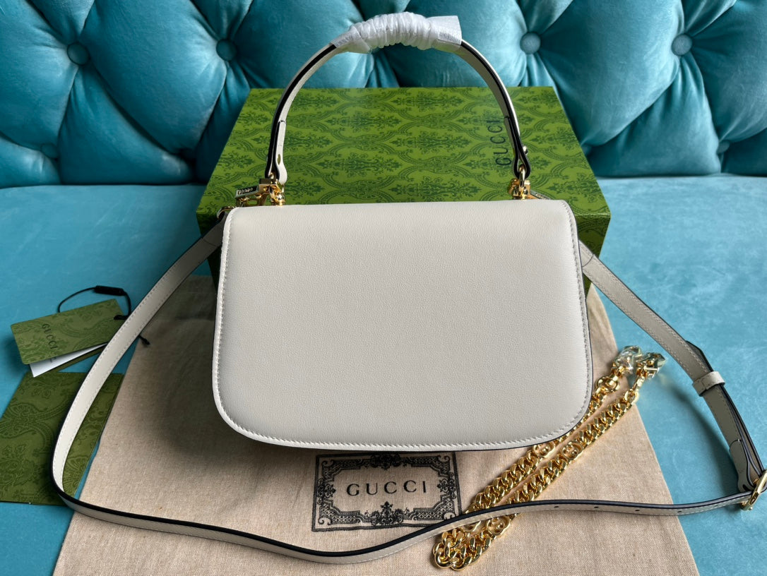 Luxury Gucci BLONDIE 23 TOP-HANDLE BAG WHITE CALFSKIN