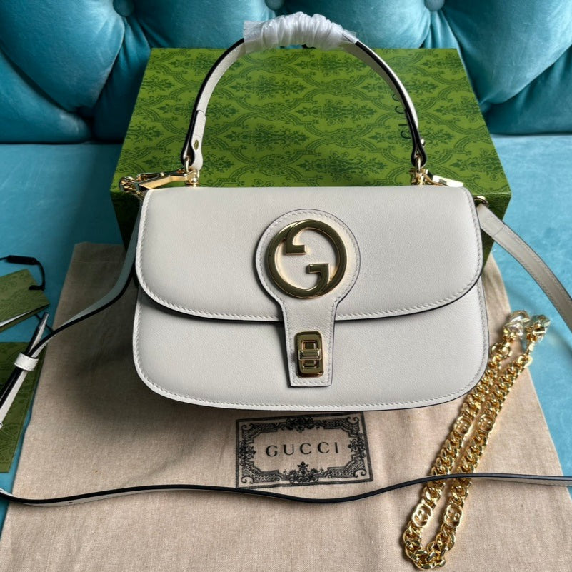 Luxury Gucci BLONDIE 23 TOP-HANDLE BAG WHITE CALFSKIN