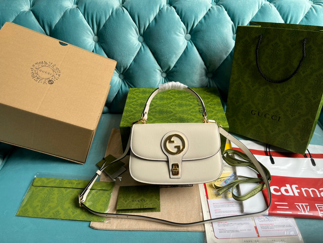 Luxury Gucci BLONDIE 23 TOP-HANDLE BAG WHITE CALFSKIN