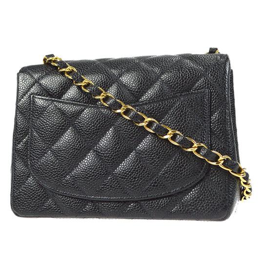 CHANEL Classic Flap Mini Square Chain Shoulder Bag Black Caviar 18176
