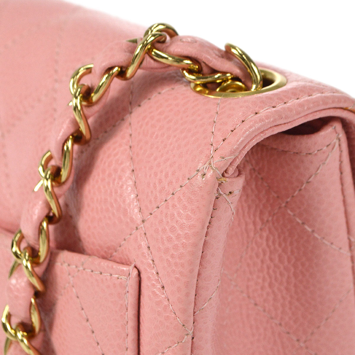 CHANEL★ 2003-2004 Classic Square Flap Mini 17 Pink Caviar 57685