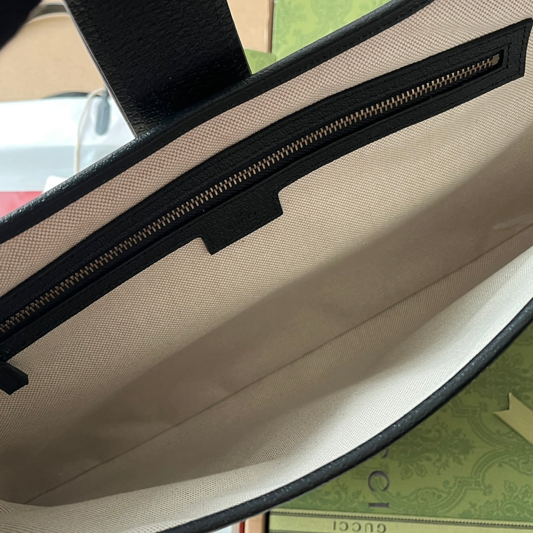 Luxury Gucci MEDIUM APHRODITE 39 BAG IN BEIGE CANVAS AND BLACK CALFSKIN GOLD HARDWARE