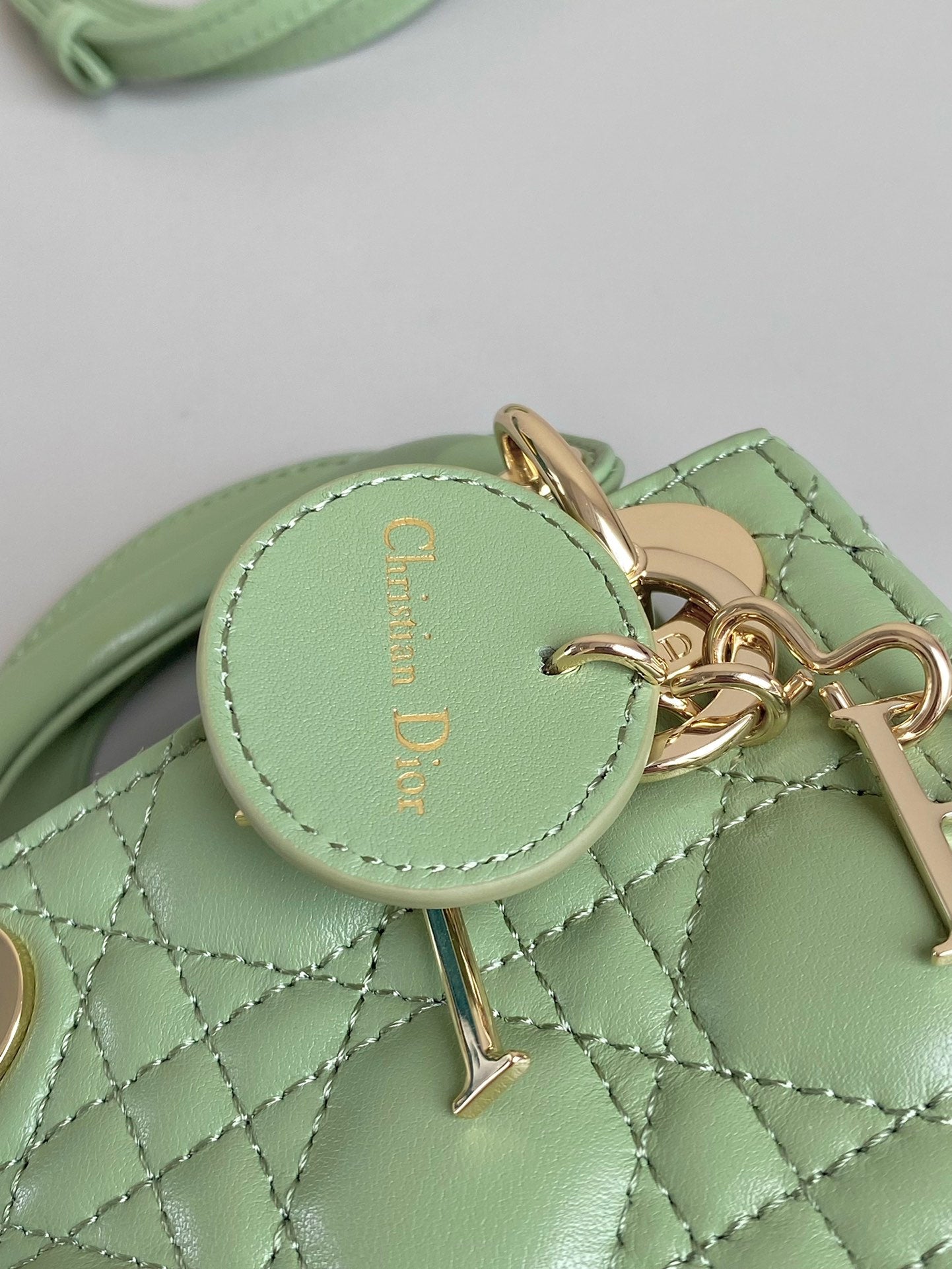 Luxury DiorMICRO LADY 12 BAG IN LIGHT GREEN LAMBSKIN