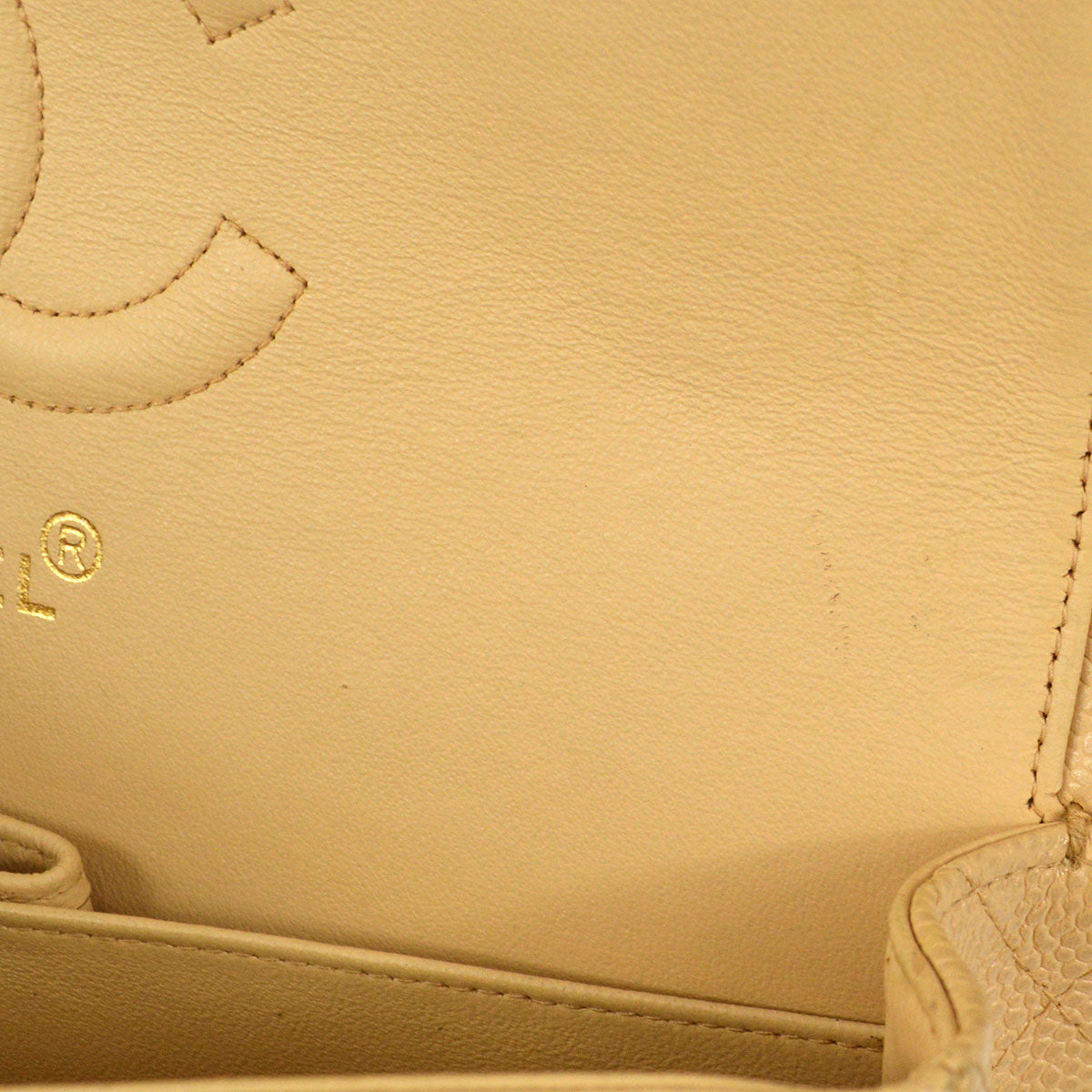 CHANEL Classic Double Flap Medium Shoulder Bag Beige Caviar 48531
