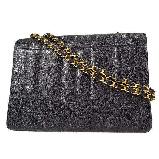 CHANEL Classic Flap Mademoiselle Double Chain Shoulder Bag Black Caviar 48745