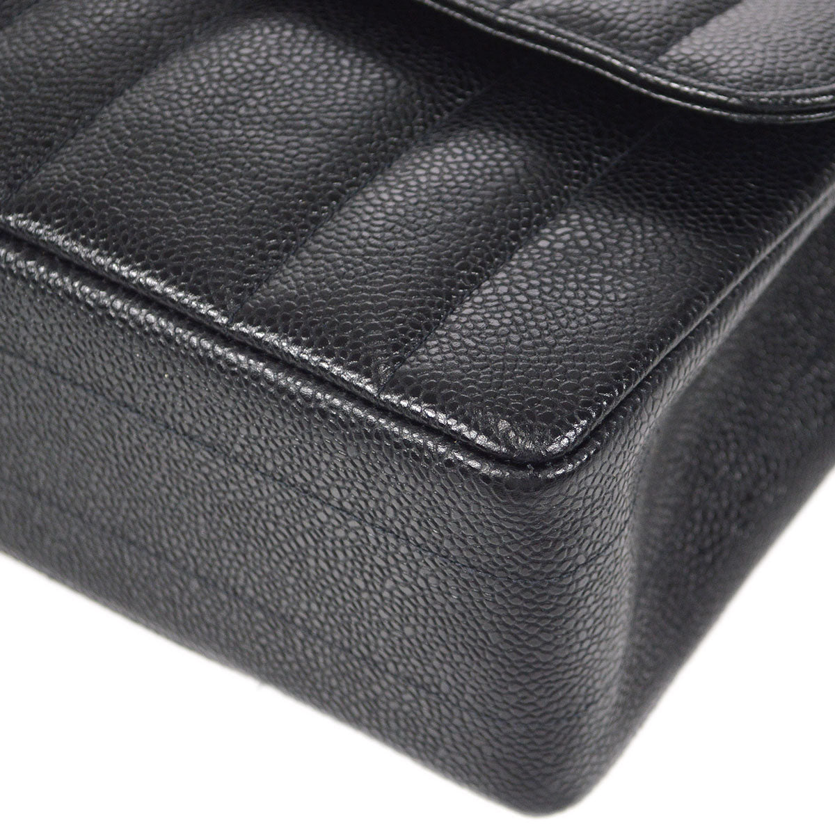 CHANEL Classic Flap Mademoiselle Double Chain Shoulder Bag Black Caviar 48745