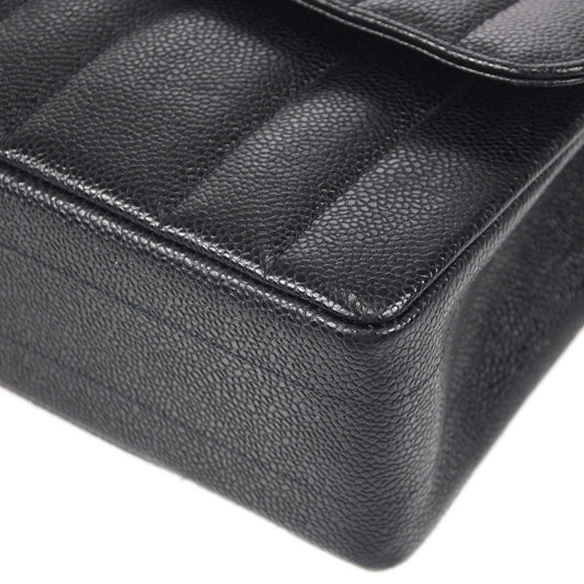 CHANEL Classic Flap Mademoiselle Double Chain Shoulder Bag Black Caviar 48745