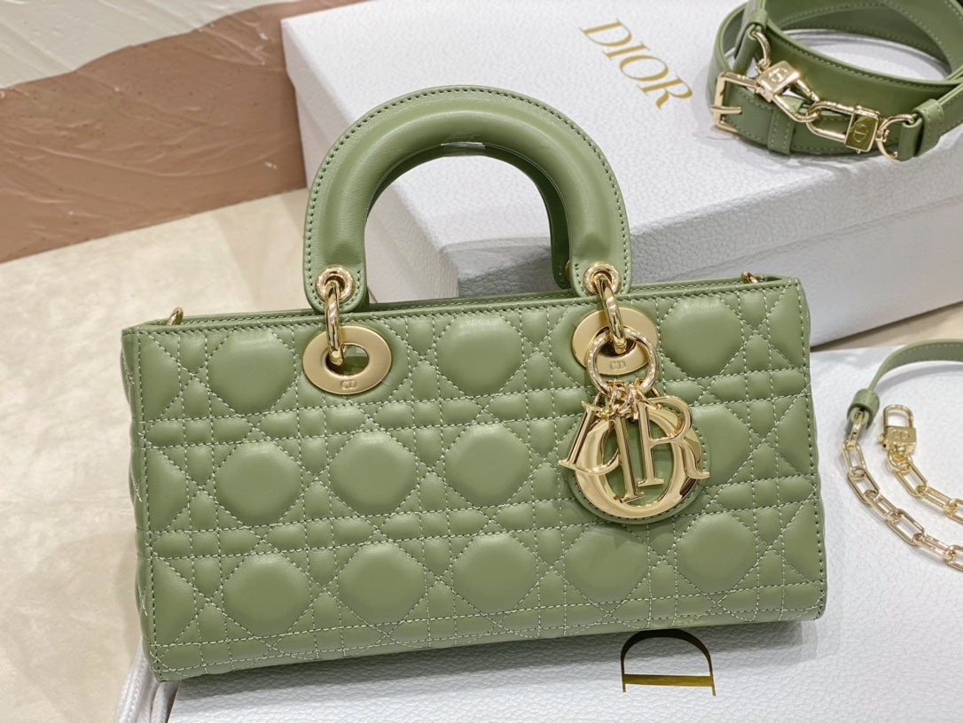 Luxury Diormedium lady d-joy 26 green lambskin