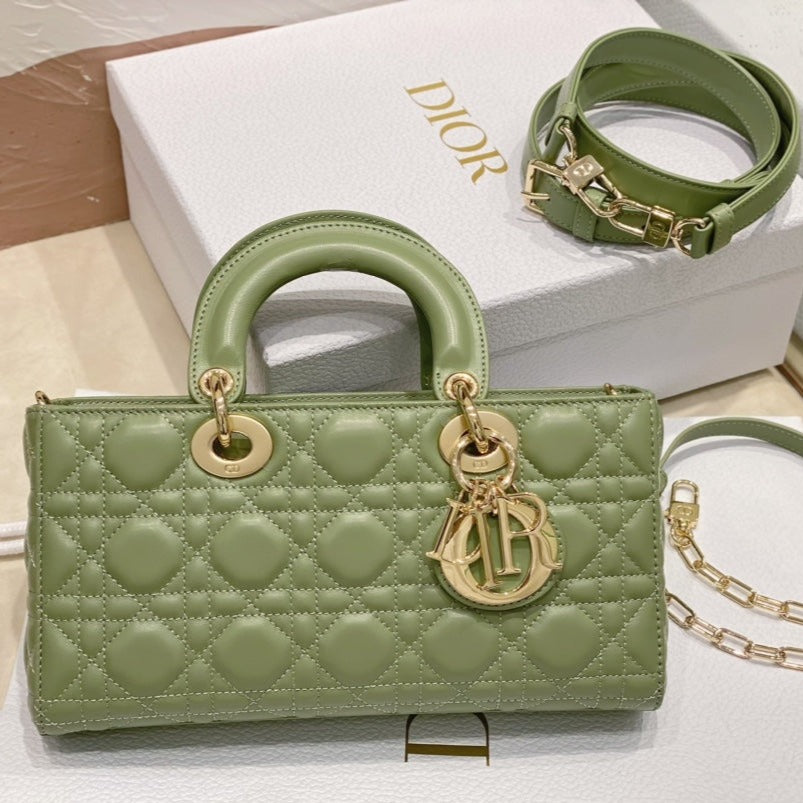 Luxury Diormedium lady d-joy 26 green lambskin