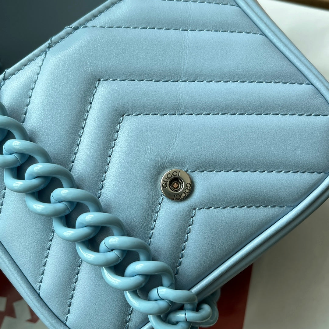 Luxury Gucci MARMONT BAG 12 IN SKY BLUE CALFSKIN