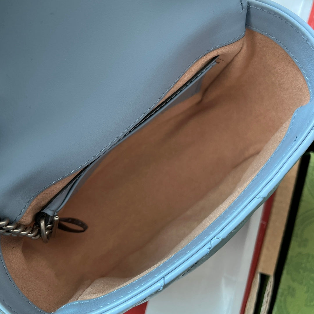 Luxury Gucci MARMONT BAG 12 IN SKY BLUE CALFSKIN