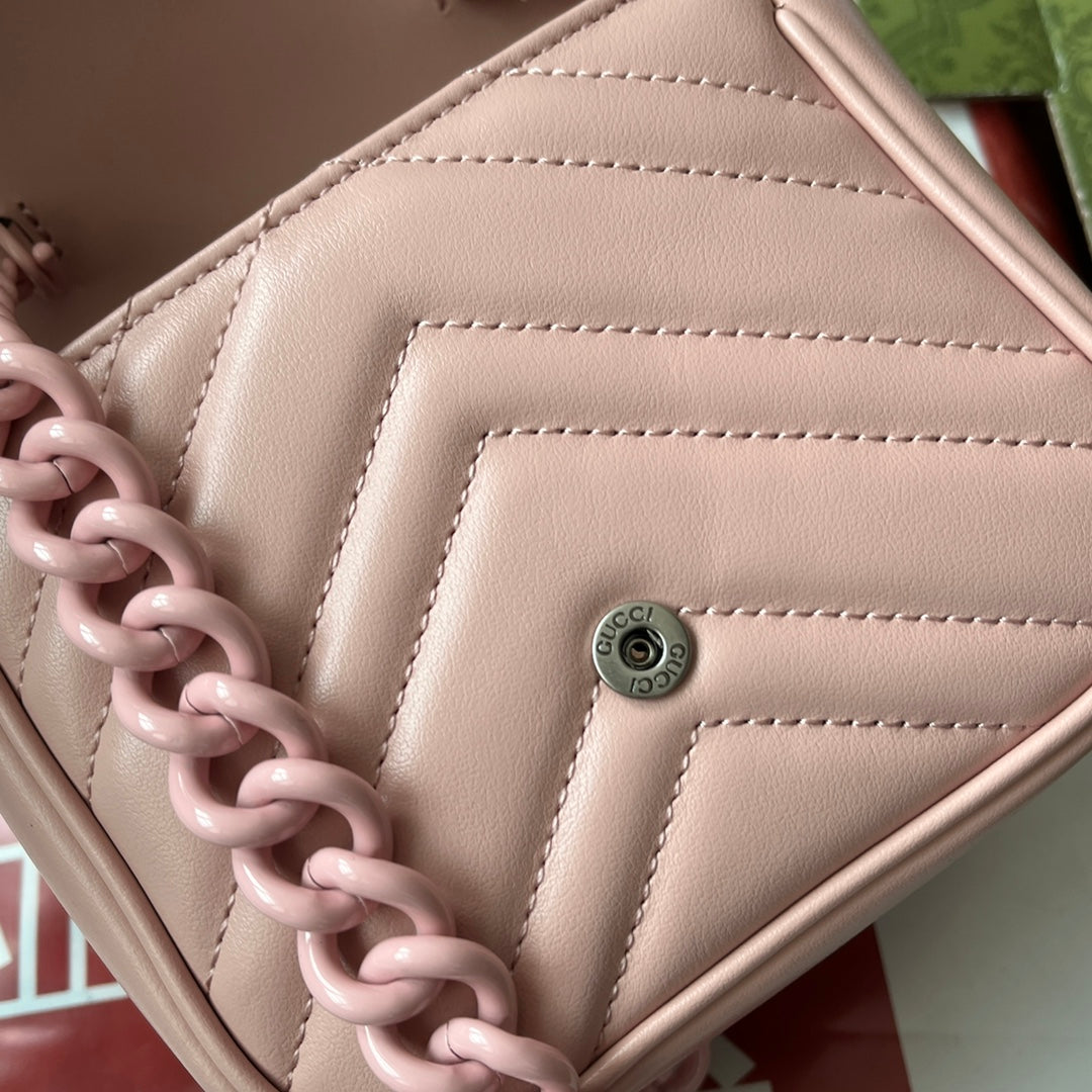 Luxury Gucci MARMONT BAG 12 IN LIGHT PINK CALFSKIN