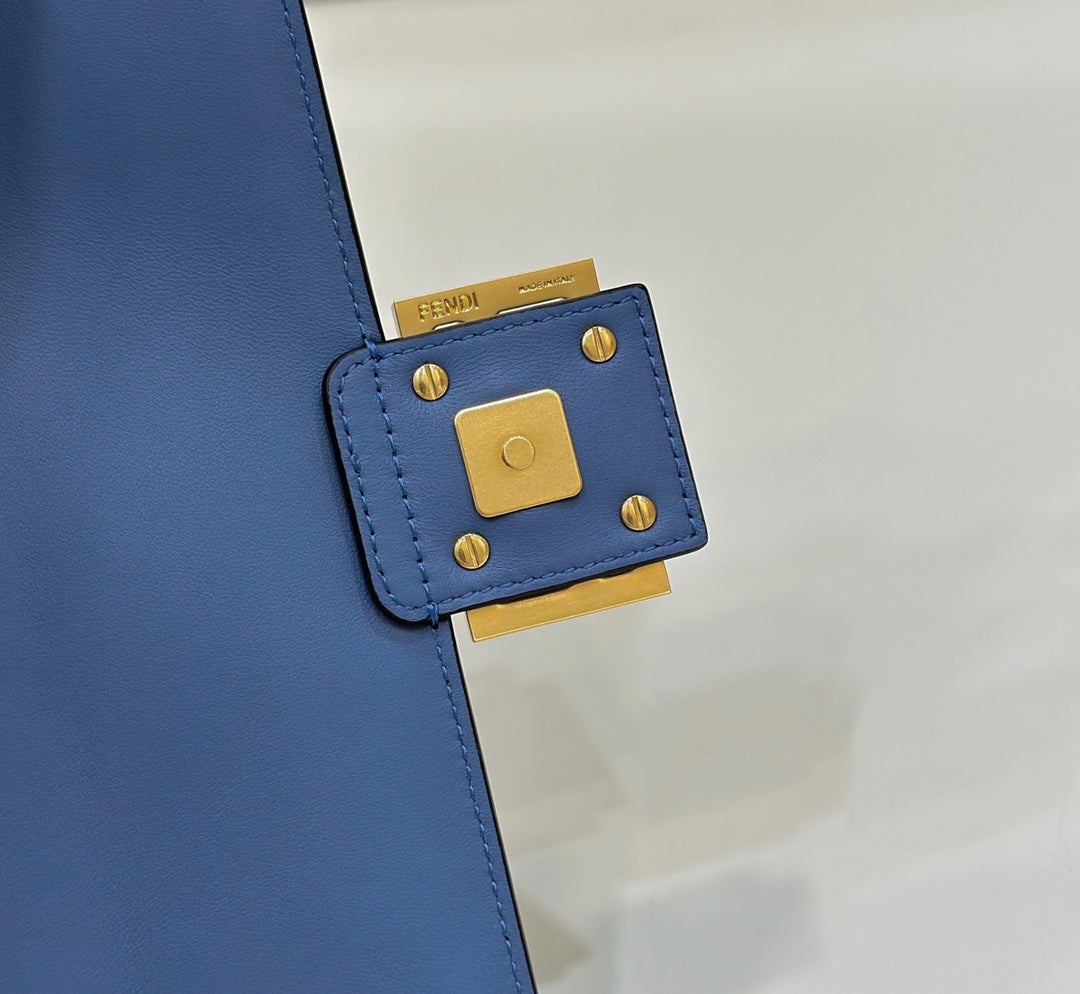 Luxury FendiBaguette 27cm Blue Lambskin Gold Hardware