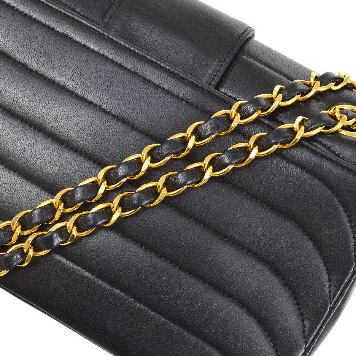 CHANEL 1991-1994 Horizontal Flap Small Black Lambskin 22856