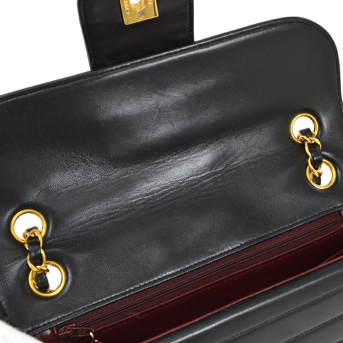 CHANEL 1991-1994 Horizontal Flap Small Black Lambskin 22856