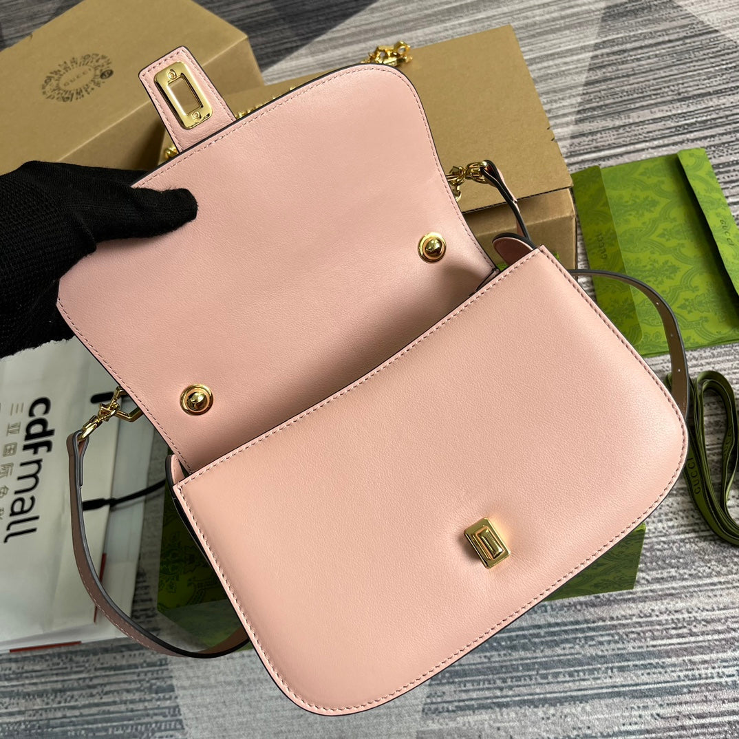 Luxury Gucci BLONDIE 23 TOP-HANDLE BAG LIGHT PINK CALFSKIN