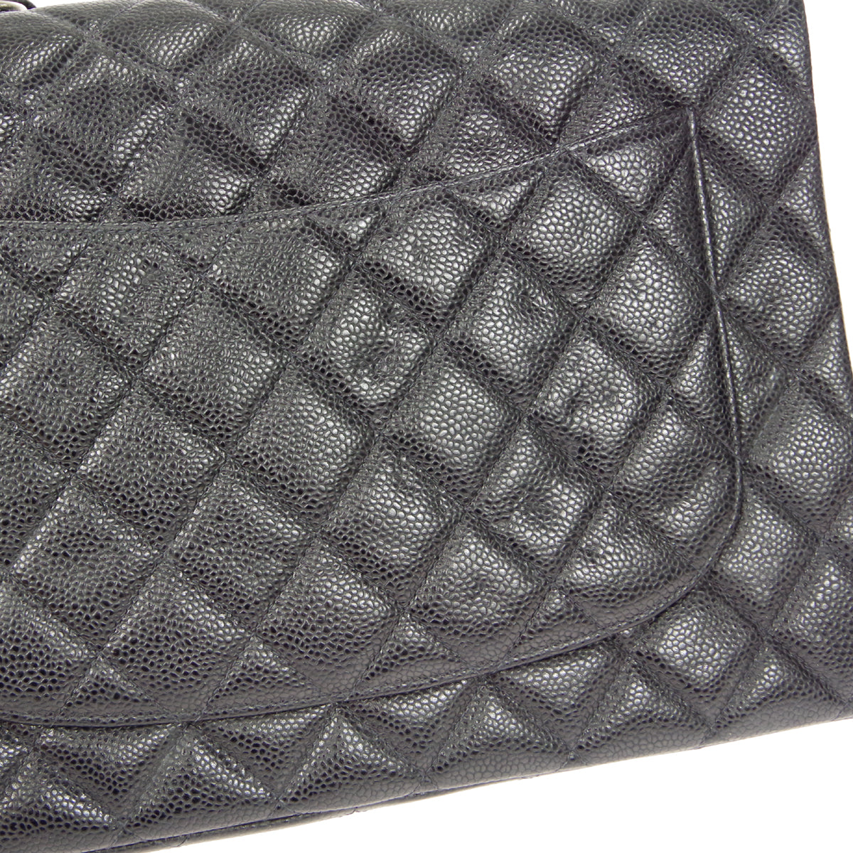 CHANEL 2000-2001 Classic Flap Jumbo SHW Black Caviar 48504
