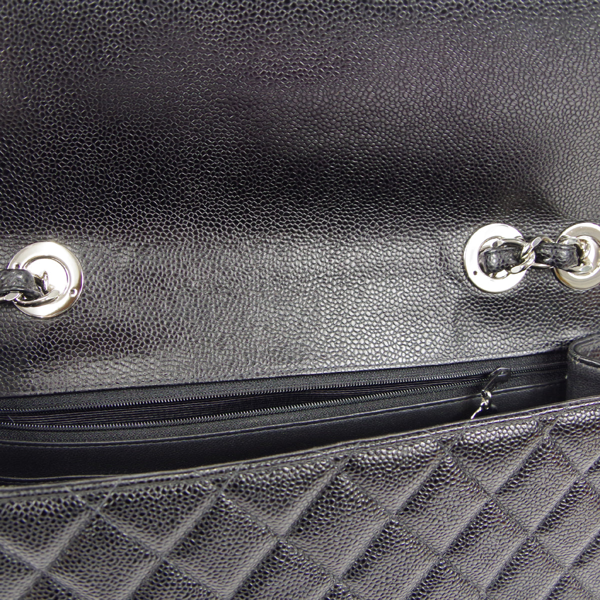 CHANEL 2000-2001 Classic Flap Jumbo SHW Black Caviar 48504