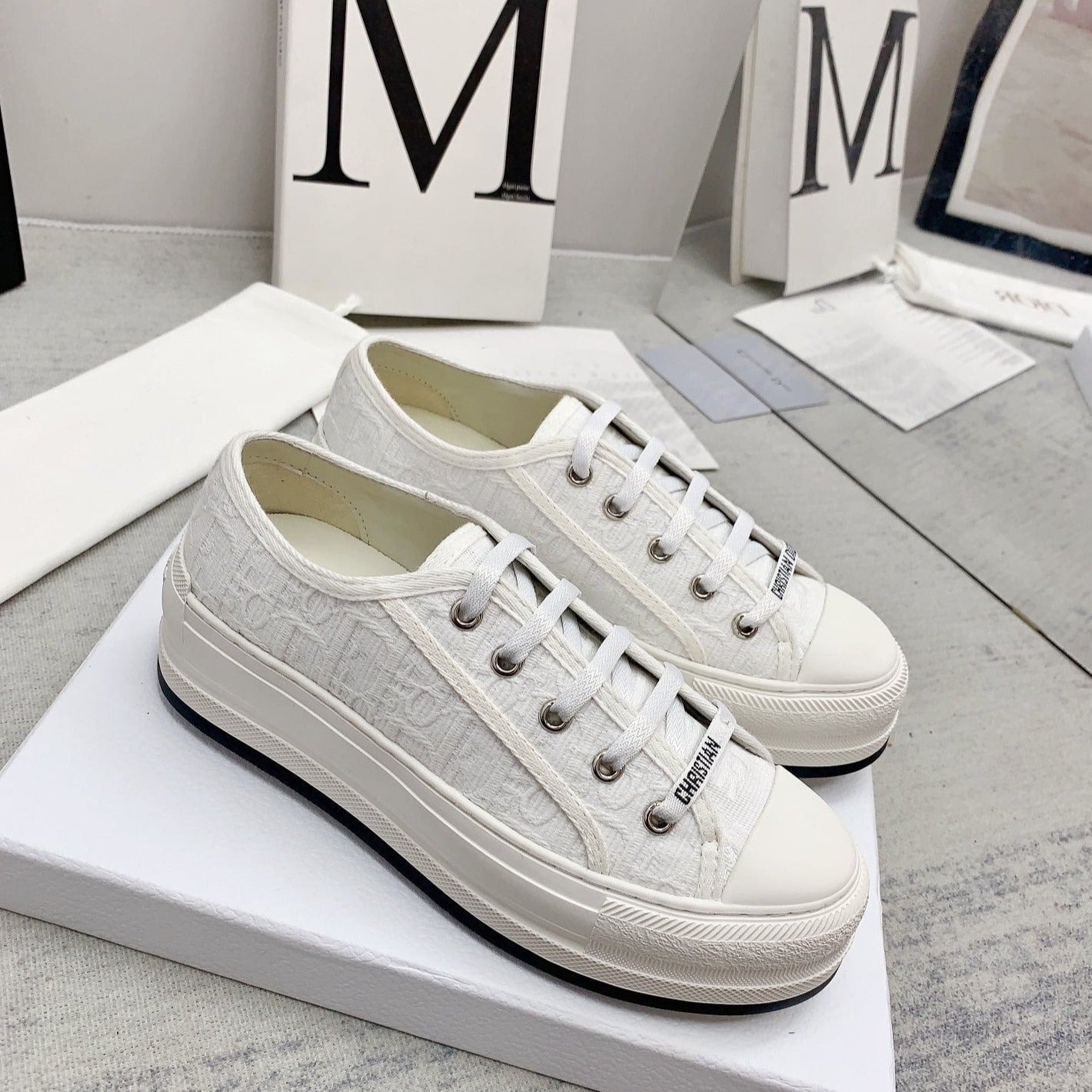 Luxury Diorwalkn 45 white oblique embroidery canvas