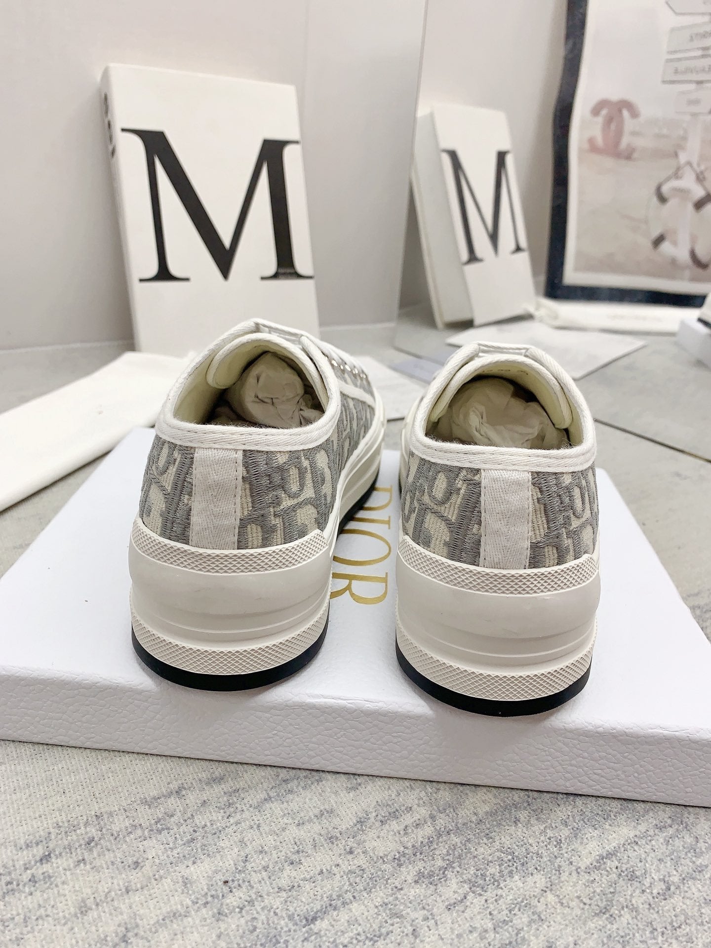 Luxury Diorwalkn 45 grey white oblique embroidery canvas