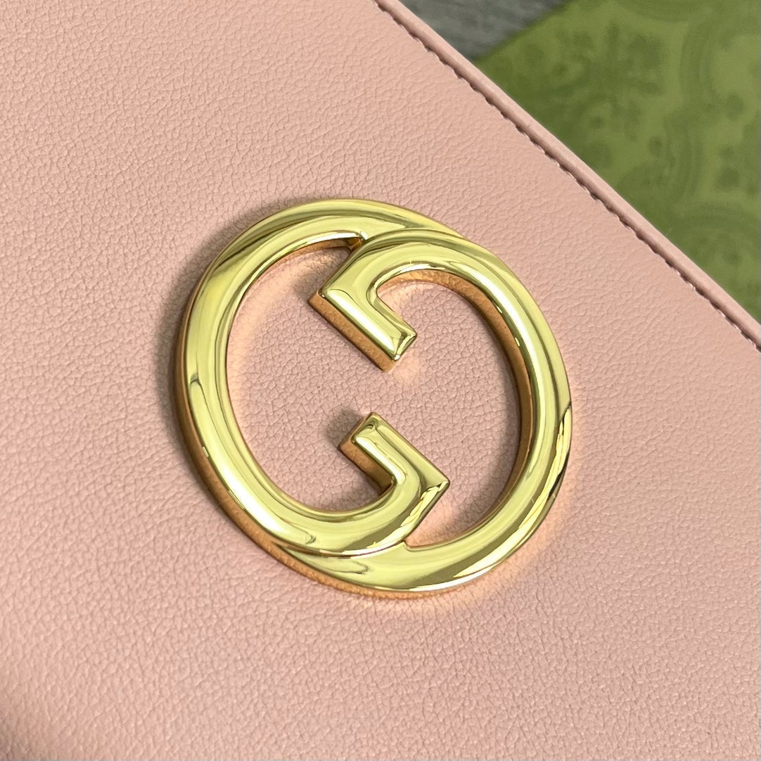 Luxury Gucci GG BLONDIE 21 FULL ZIP WALLET IN LIGHT PINK CALFSKIN