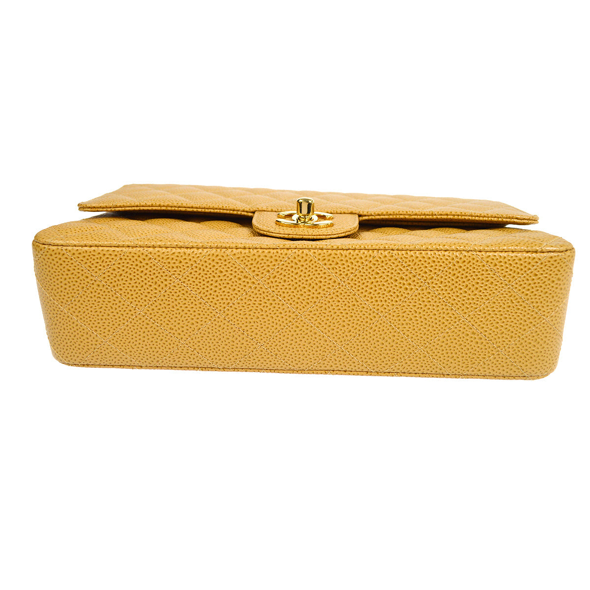 CHANEL Classic Double Flap Medium Shoulder Bag Beige Caviar 18728
