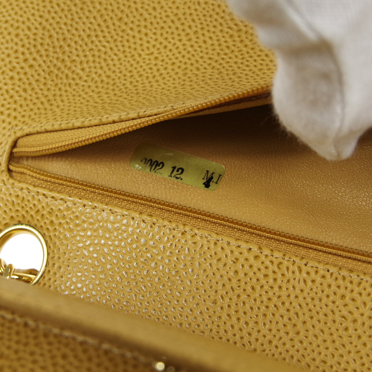 CHANEL Classic Double Flap Medium Shoulder Bag Beige Caviar 18728