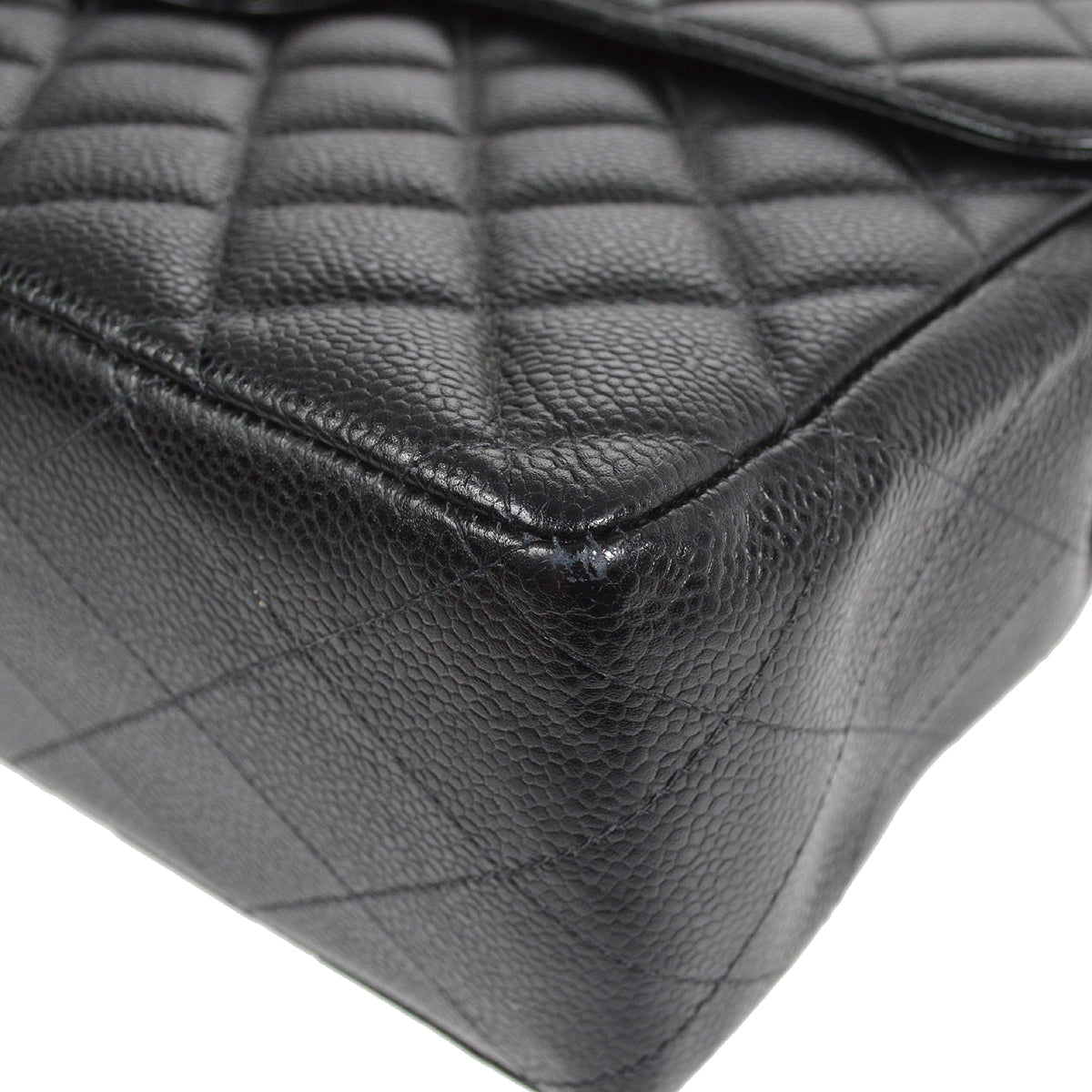 CHANEL Classic Flap Jumbo Double Chain Shoulder Bag Black Caviar 48505
