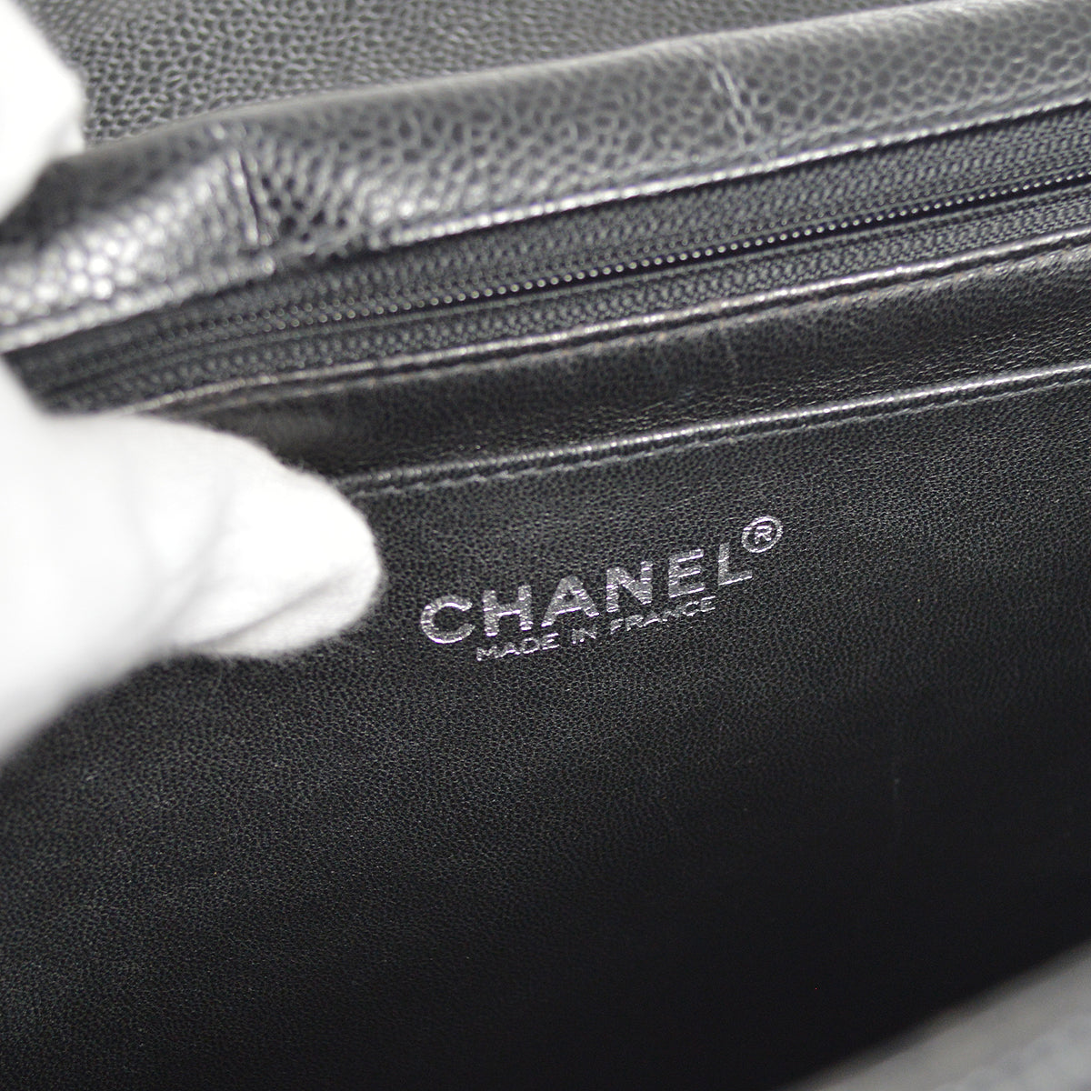 CHANEL Classic Flap Jumbo Double Chain Shoulder Bag Black Caviar 48505