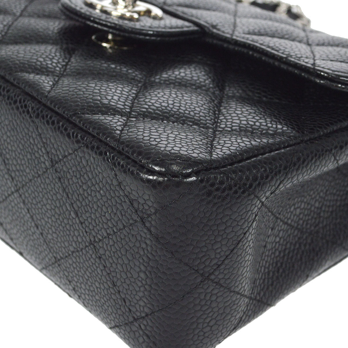 CHANEL Classic Flap Mini Square Chain Shoulder Bag Black Caviar 58017