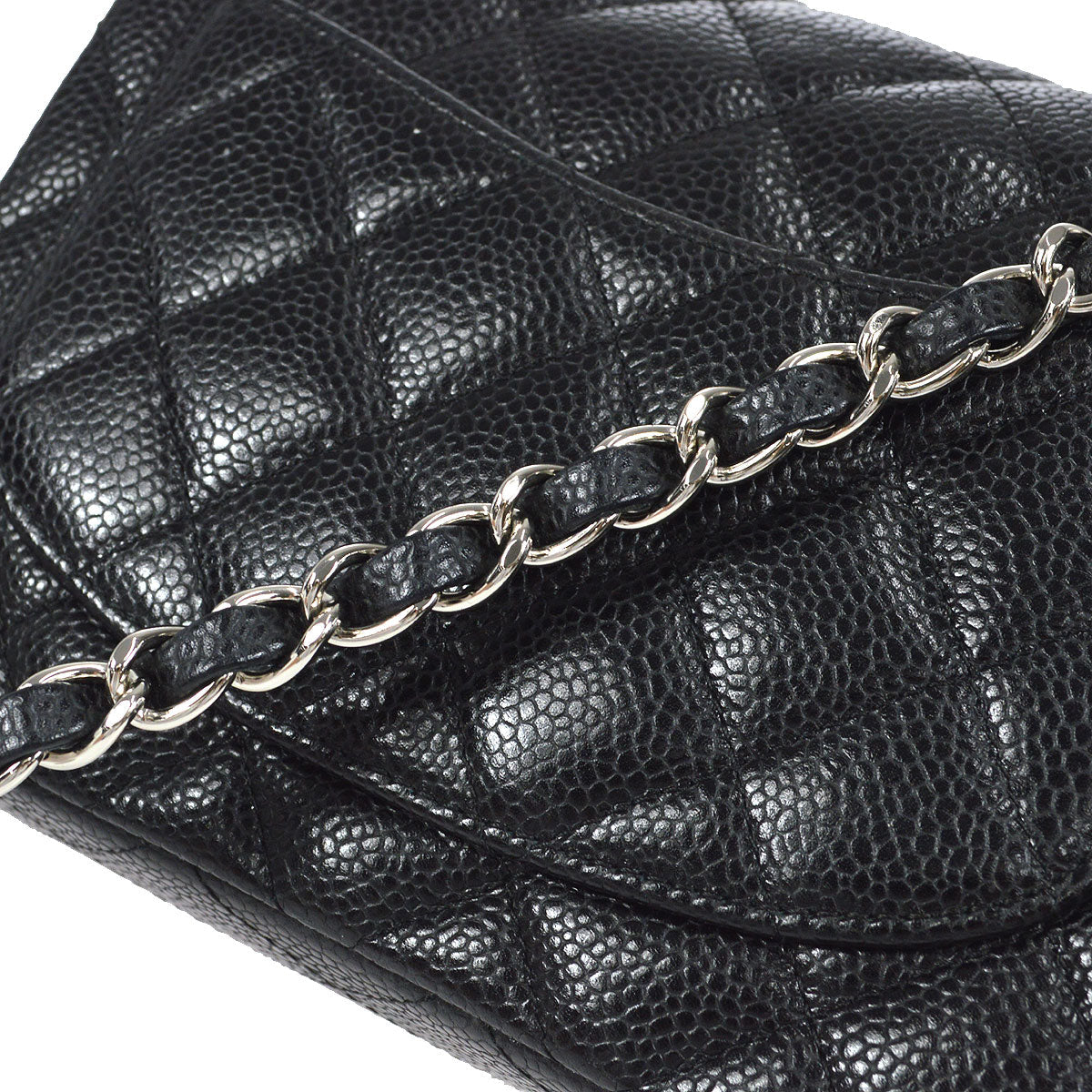 CHANEL Classic Flap Mini Square Chain Shoulder Bag Black Caviar 58017