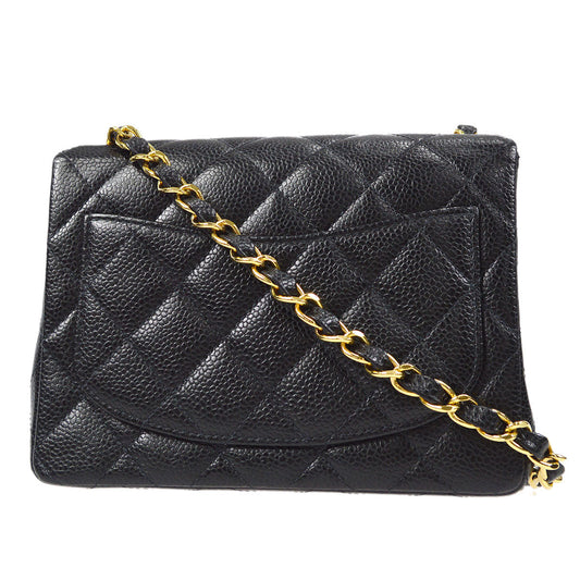 CHANEL Classic Flap Mini Square Chain Shoulder Bag Black Caviar 58067