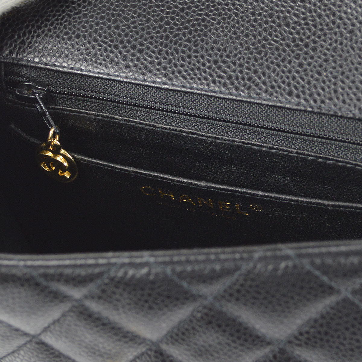 CHANEL Classic Flap Mini Square Chain Shoulder Bag Black Caviar 58067