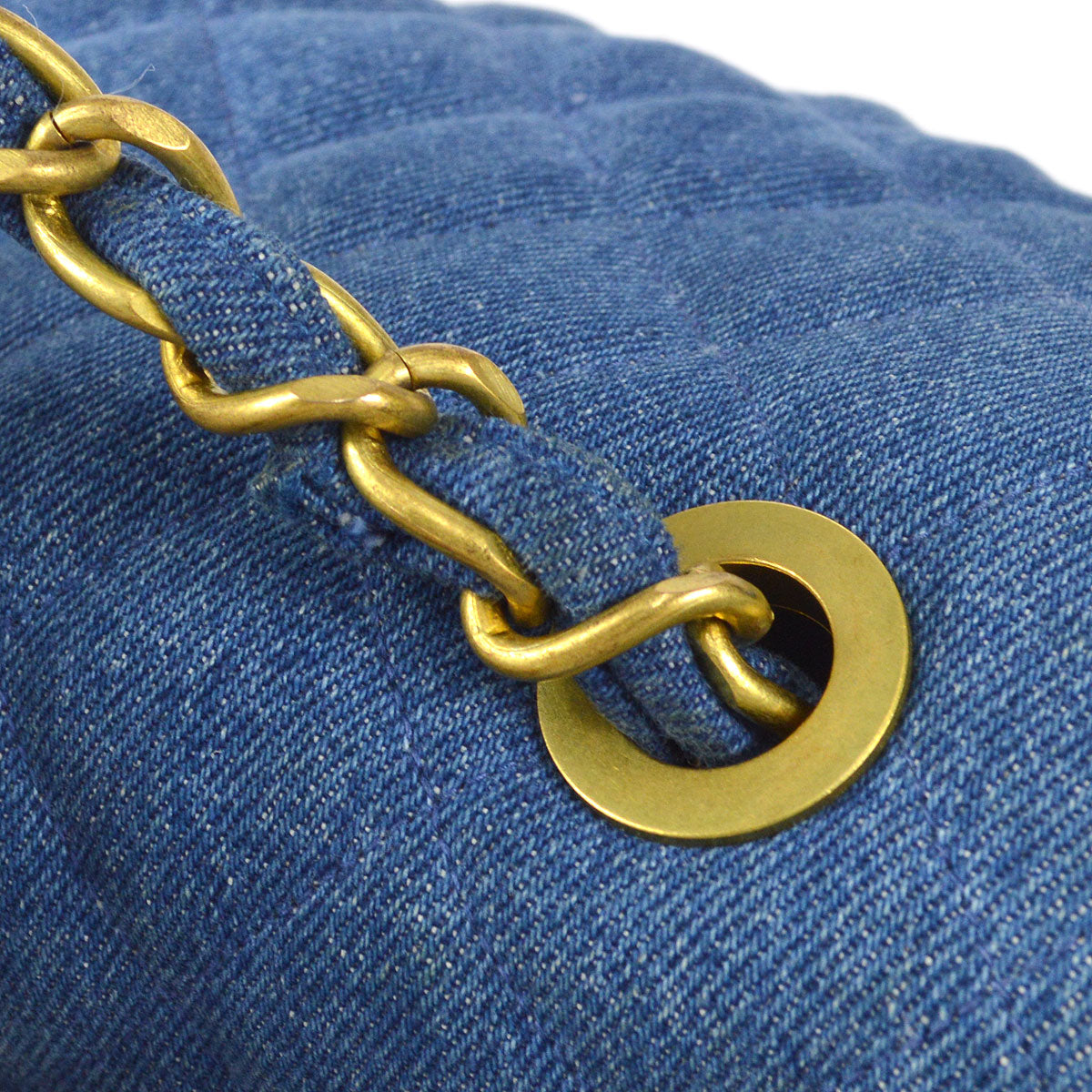 CHANEL Classic Flap Maxi Chain Shoulder Bag Indigo Denim 58227