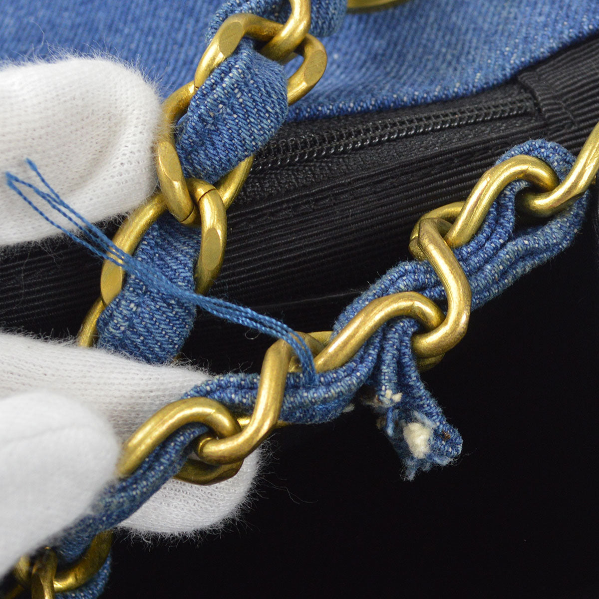CHANEL Classic Flap Maxi Chain Shoulder Bag Indigo Denim 58227
