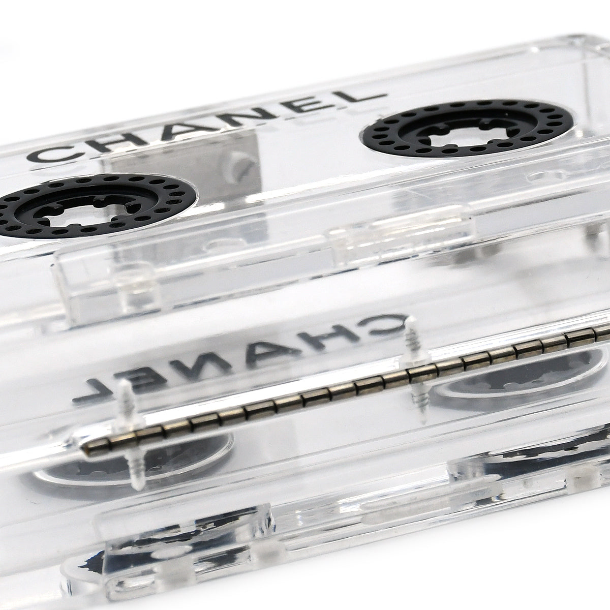 CHANEL * Cassette Tape Chain Clutch Party Bag Clear Plastic 96306