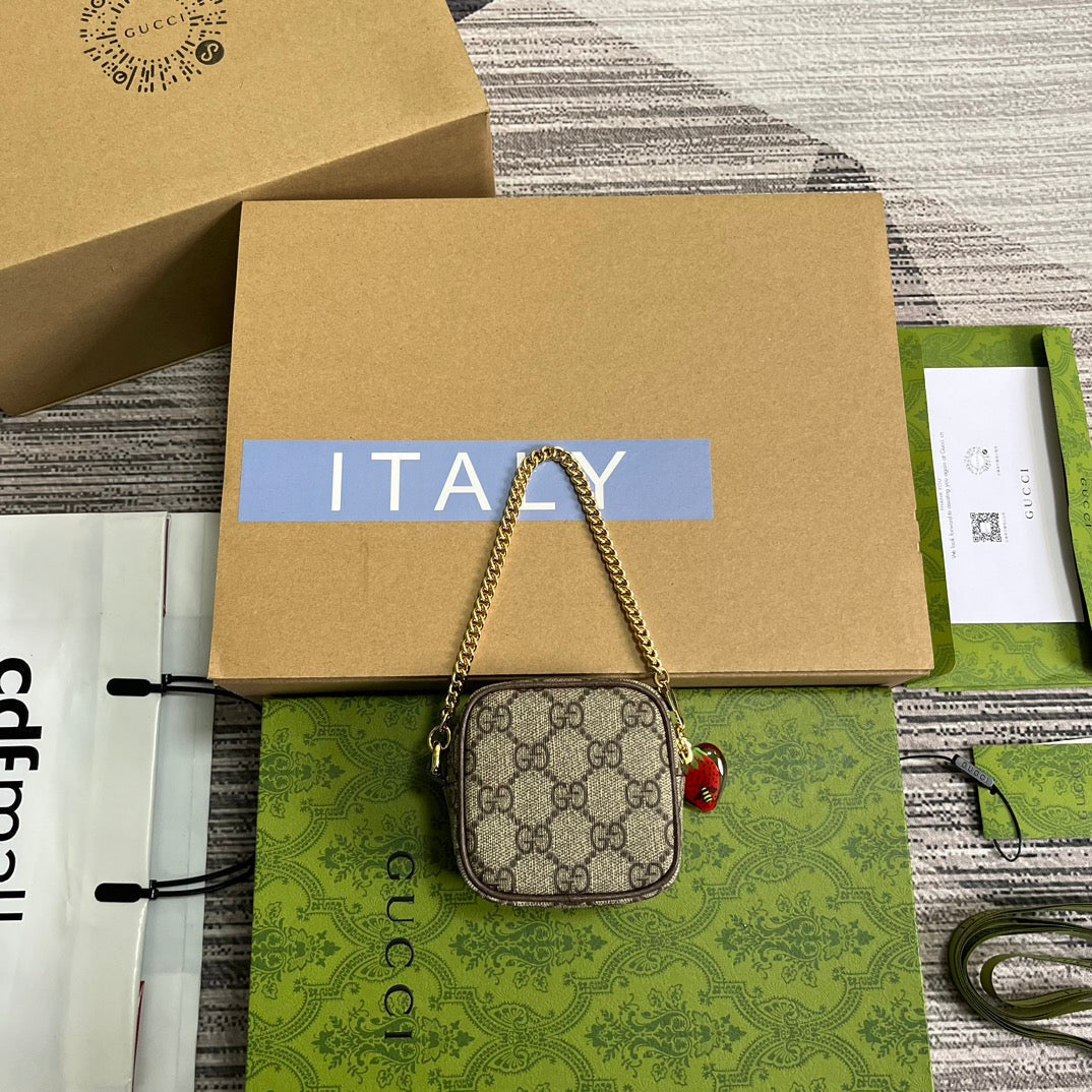 Luxury Gucci GG SUPERMINI 3 BOX BAG IN BEIGE CANVAS