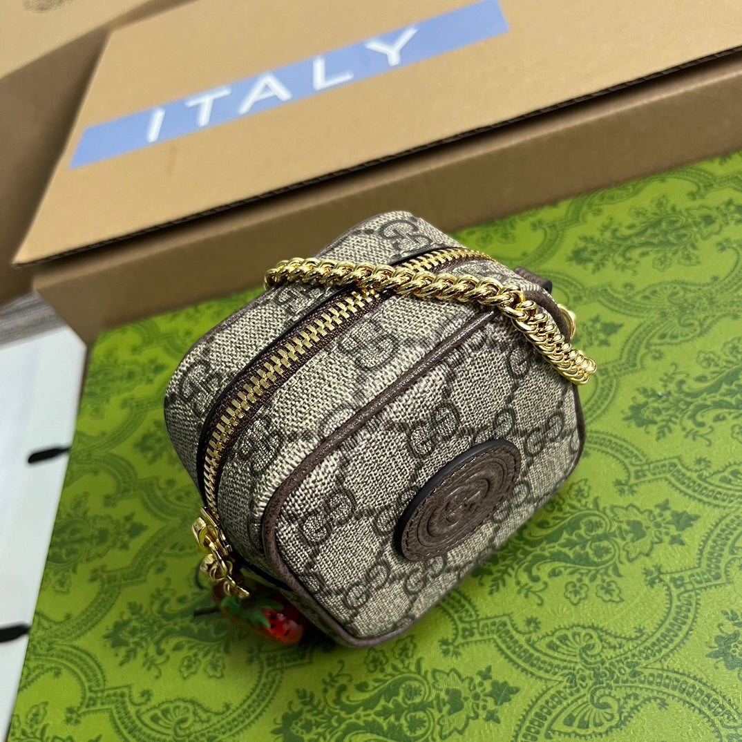 Luxury Gucci GG SUPERMINI 3 BOX BAG IN BEIGE CANVAS