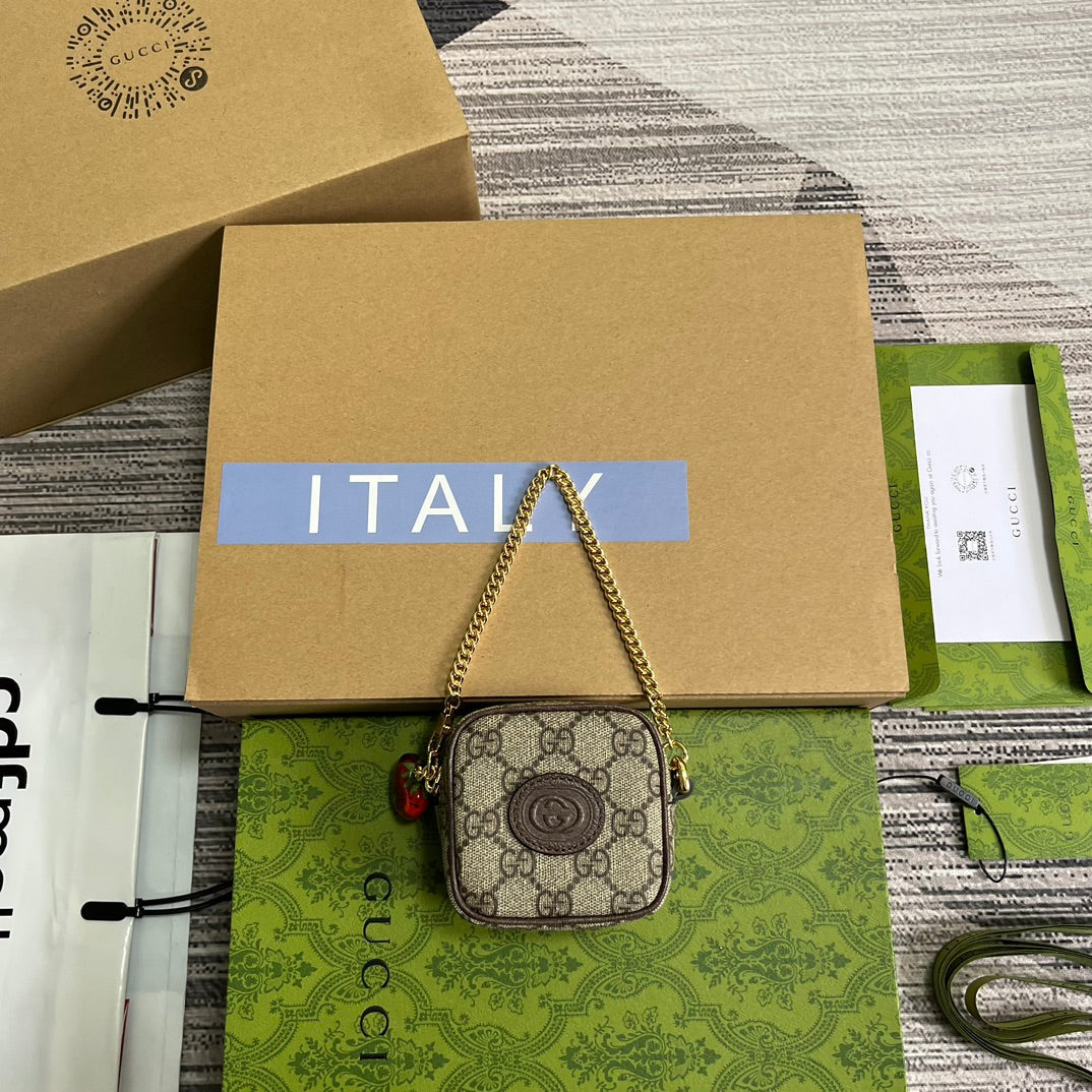 Luxury Gucci GG SUPERMINI 3 BOX BAG IN BEIGE CANVAS