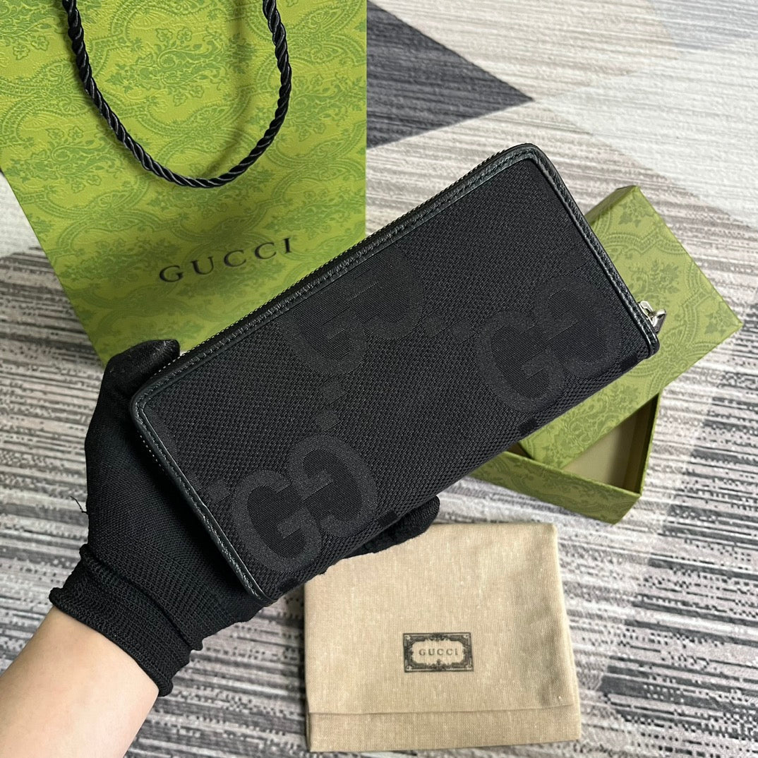 Luxury Gucci GG LONG WALLET 19 IN BLACK CANVAS